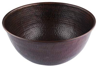 Cerames Recreo - Round, 33 cm (13 ) Pure Copper Hand Basin, Hand Hammered, countertop washbasin, Hand-Forged Copper from Mexico
