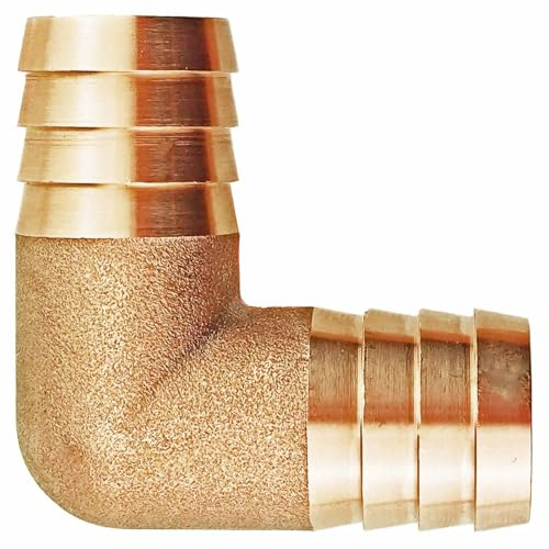 MegaHaustechnik Schlauchverbinder Winkel, Tülle außen 13mm, Messing | Trinkwasser geeignet, Tülle-Außendurchmesser 13mm, L-Form Bogen
