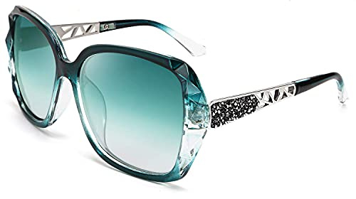 FEISEDY Occhiali da Sole Donna Polarizzati Grandi Occhiali Classici da Donna Protezione UV400 con Tempio Scintillante B2289