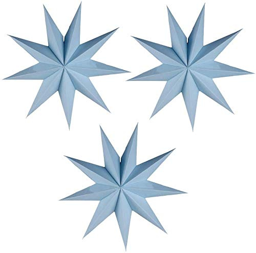 3 Stück 9 Sternpapier Papiersterne Weihnachten 30cm Rot Papiersterne Faltsterne Aufhängen Dekoration für Tischdeko Weihnachten Zimmer Hochzeit Geburtstag (Blau)
