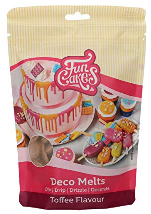 FunCakes Deco Melts Toffee-geschmack - Dip, Drip, Dekorieren! In der Mikrowelle schmelzen und in jede Form gießen. Machen Sie Süßigkeiten, dekorieren Sie Kuchen, Kekse und Cupcakes! AZO frei. 250 g | Tauchen, drippen, dippen und dekorieren! In der Mikrowelle schmelzen und in jede Formgießen