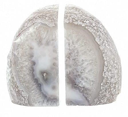Yoption Buchstützen aus natürlichem Achat, 3 bis 1,8 kg, robuste Buchstütze, Dekoration, mit Gummipuffern, 1 Paar