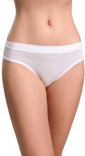 EGI Slip Donna Midi in Puro Cotone Filo di Scozia - Mutande Classiche a Fianco Medio Traspiranti, Confezione da 2 Pezzi Art. 5050 (IT, Testo, S, Regular, Regular, Bianco)