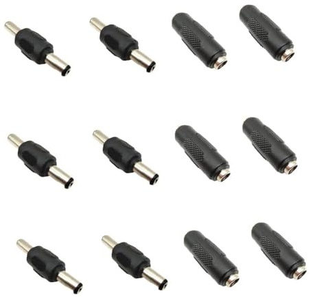 Mugetech Connettore di alimentazione CC, 6 connettori DC maschio a maschio, 6 connettori CC femmina a femmina, 12 V, connettore jack di alimentazione CC per telecamere a circuito chiuso