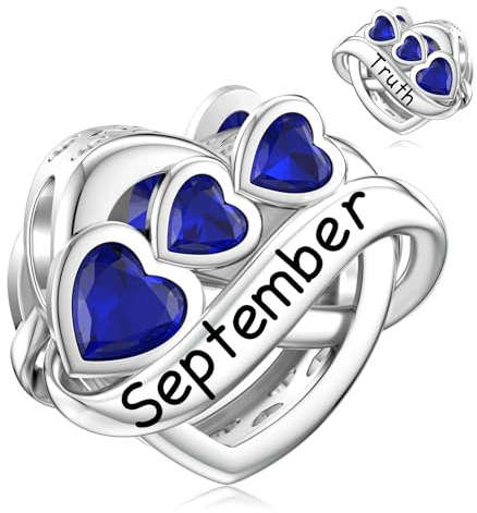 Birthstone Charm for Pandora Bracelet Birth Month Bead Birthday Present | Birthstone Charms Collection with Colourful Gemstone for Pandora Bracelet, Representing Love Birthday Present