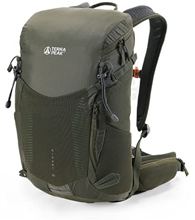 Terra Peak - Wanderrucksack Airant 20 Rückenbelüftung für Damen & Herren mit belüftetem Netz-rücken grün klein - zum Wandern und Camping mit Trinksystem-Vorbereitung - unisex outdoor Backpack leicht