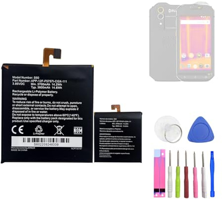 HIGHAKKU Ersatzakku Batterie S60 kompatibel mit Caterpillar CAT S60 APP-12F-F5757I-CGX-111 with Tools