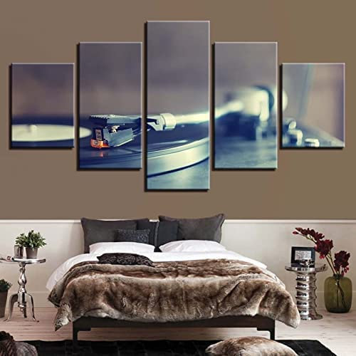 Musik Gitarre Klavier Violine Schlagzeug Grammophon 5 Teilig Leinwandbilder Bild Auf Leinwand Wandbild Kunstdruck Wanddeko Wand Wohnzimmer Wanddekoration Deko Kunstdrucke Poster Rahmenlos 150 X 80 Cm