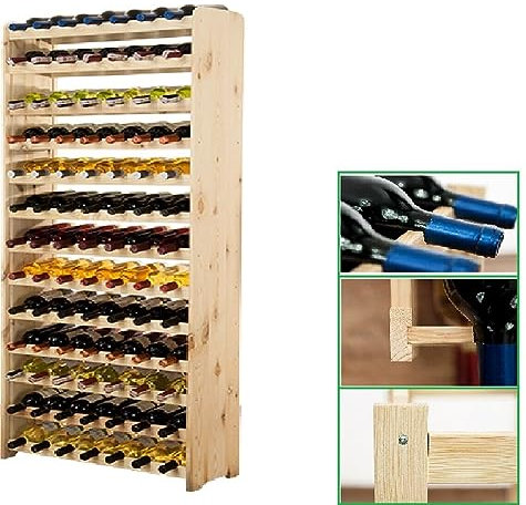 SMH LINE® Weinregal Flaschenregal Weinschrank Flaschenständer 91 Flaschen Stabil Kiefer Holz