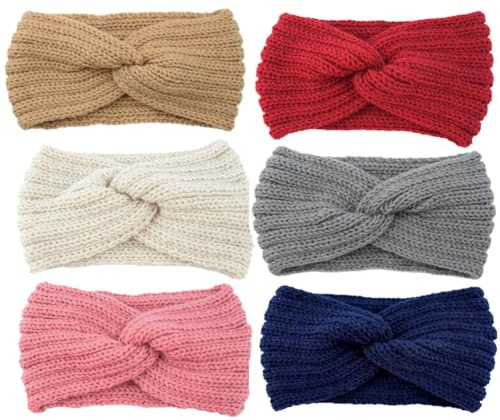 6 Stück Damen Gestrickt Stirnband,Winter Kopfband Haarband,Haarband Ohrenwärmer Elastische,Haarbänder Mädchen,Gestrickte Haarschmuck
