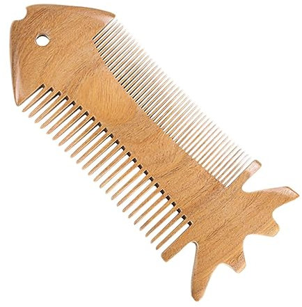 FRCOLOR Natürliches Grünes Sandelholz Handwerkskunst Kamm Doppelseitig Antistatisch Mit Breiten Feinen Zinken Für Kopfhautmassage Und Haarpflege