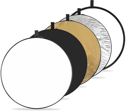 K&F CONCEPT 5-in-1 Réflecteur de lumière 22(56cm) Diffuseur Photographique Pliable et Portable pour Studio et éclairage extérieur Or Argent Blanc Noir Translucide