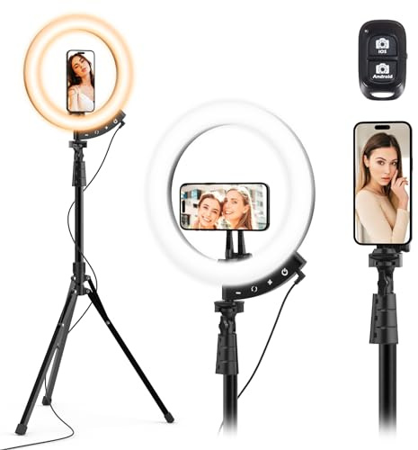 UBeesize Upgraded 12'' Ring Light with 62'' Tripod Stand and Magnetic Phone Holder,LED Selfie RingLight for iPhone with Wireless Remote,Circle Light for Tiktok/YouTube/Photography/Makeup/Live Stream