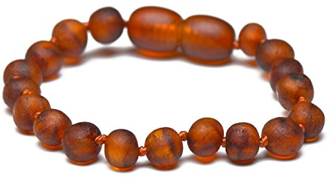 Braccialetto in ambra baltica naturale, realizzato a mano, color cognac, annodato di sicurezza, 11 inches, Gemma