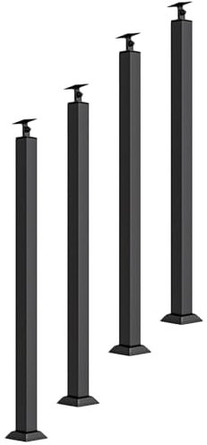Geländer Innen Außen Treppengeländer Pfosten 2 4 6 8 10 St. Schwarze Metall-Geländerpfosten, 70-151 cm Hoch Treppe Geländer System Säule Für Innenbereich Außenbereich Terrasse Veranda Treppe Bodenmo