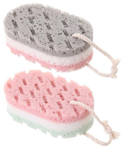 2 pezzi Spugna da bagno per donna spugna per il corpo in luffa spugna per doccia esfoliante profonda spugna per la pulizia della pelle, articoli da toeletta, adatti per uomini e donne