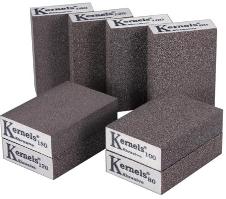 8 STK Schleifschwamm Holz, Schleifschwämme, 80/100/120/180 Körnung Schleifklötze, Nass und Trocken Handschleifer, Schleifblock waschbar wiederverwendbar zum Schleifen Polieren Metall Holz Stahl