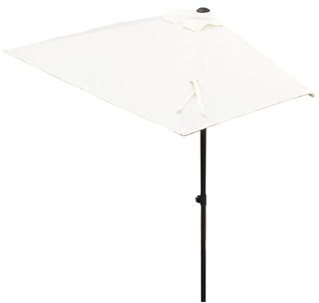 DJJYCTNM Demi Parasol Exterieur avec Bouton de Levage, Parasol Balcon, Protection UV, Parasol de Jardin, Extérieur et Patio, Parasol Non Inclinable, Pour Extérieur, Jardin, Patio, Plage (Color : Whit