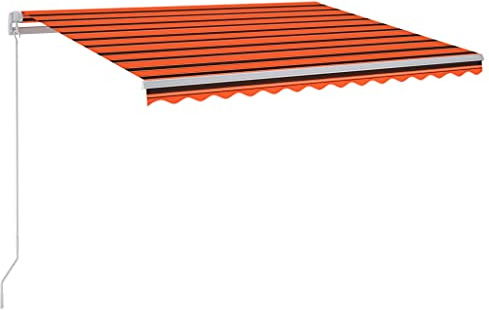 Garten Markise Terrassenmarkise Balkonmarkise Gelenkarmmarkise Einziehbar mit LED 300x250 cm Orange und Braun für Terrasse