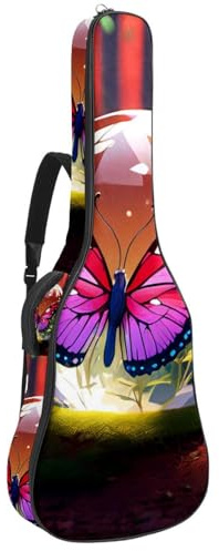 Akustikgitarrentasche 42,9 x 16,9 x 4,7 Zoll, wasserdicht mit Schutzschicht, mehrere Taschen, Gitarren-Rucksack, Schmetterlings-Kristallkugel, Mehrfarbig Nr. 06, 42.9x16.9x4.7 in, Gitarrentasche