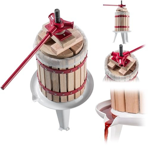 KADAX Prensa de frutas de 6 litros, exprimidor de vino, exprimidor manual con manivela, molinillo de frutas, exprimidor de uvas, exprimidor de uvas, exprimidor de uvas