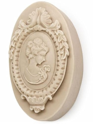 Vintage Bregenz silikon tvålform för hantverk | Dam präglad oval cameo | robust och non-stick | 4,5 x 8 x 3 cm