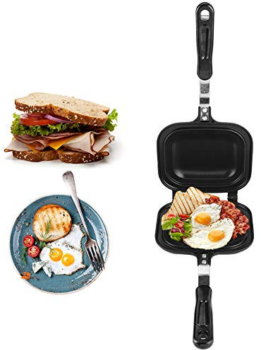 Grille-Pain à Sandwich Double Face, Machine à Toasts Antiadhésive Sur La Cuisinière, Plat de Cuisson pour Petit-Déjeuner pour La Cuisine à Domicile, Cuisinières à Gaz, Barbecue