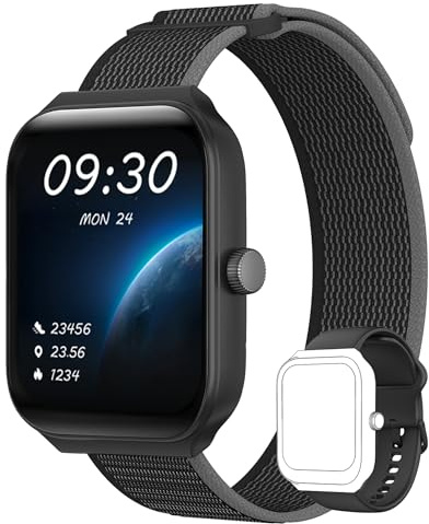 TOOBUR Smartwatch mit Telefonfunktion, 1.95 Fitnessuhr mit Herzfrequenz Schrittzähler Schlafüberwachung IP68 Wasserdicht Kompatibel Android & iOS für Herren 44 mm Duale Träger