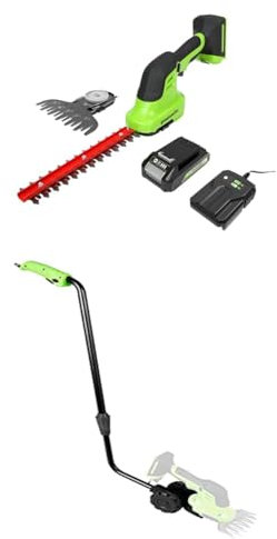 Greenworks G24SHTK2 Decespugliatore e Tagliaerba 2-in-1 and Greenworks ASHT-P-GW Manico telescopico per forbici tagliaerba e cesoie sfoltirami