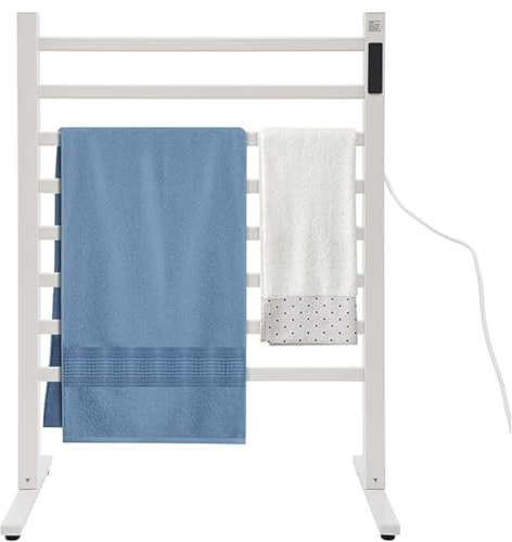 QJWM Calentador De Toallas Independiente Calentador De Toallas Eléctrico De Pie, Radiador De Baño, Toallero con LED Calentador De Toallas De 180W para Baño A