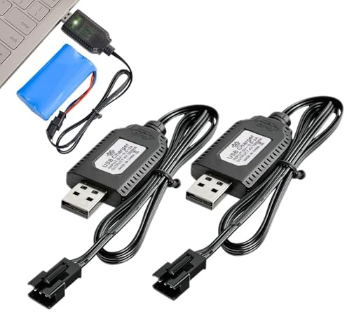 7.4V USB Charger Cable,2 PCS Lipo Battery Charger,7.4V Charger,Lipo Charger,RC Battery Charger,USB Charging Cable with SM-4P for RC Car/Plane/Tank and Other Remote Control Toys