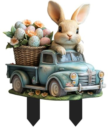 Osterhase Osterdekoration Außen, Ostern Hasen Osterdeko Vintage Garten, 2d Acryl Osterhasen Gartenstecker Ostern, Gartendeko Figuren Für Draußen Wetterfest, Spring Decorations Gartendekoration