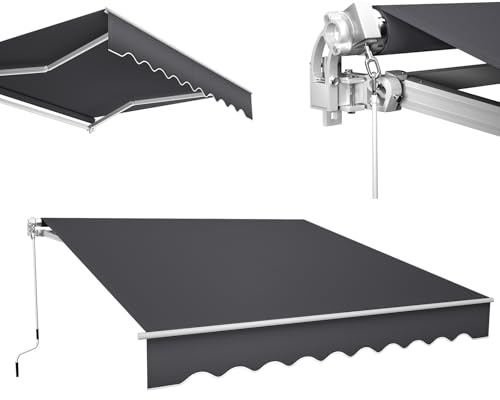 Kuro-sagol Store Banne Manuel Rétractable，Auvent Rétractable à Bras Articulés，Auvent Téléscopique avec Manivelle,Imperméable，Angle Réglable，Marquise Soleil de Balcon Terrasse Extérieur BY02