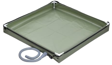 Faltbare Duschbasis, Duschzelt Plane Basis - Outdoor Fliessendes Duschkabinen Fundament Mit Ablauf | Zelt-Awannen-Unterbau Mit Abflussloch Für Indoor Haustier Badewanne, 80X80X10cm