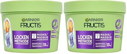 Garnier Feuchtigkeitsauffüllende Haarmaske für alle Arten von Locken, Repariert & revitalisiert, Mit Hyaluron und Shea-Fettsäuren, Vegan, Ohne Silikone, Fructis Locken Methode, 1 x 370 ml