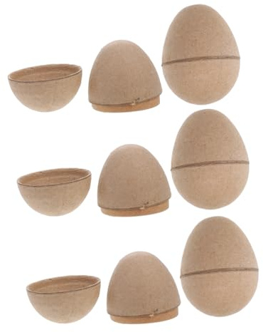 CLISPEED 6 Stück Teiliges Braune Pappmaché Ostereier zum Bemalen und Dekorieren Leere DIY Eier für Unbemalte Papier Eier für Osterdeko Bastelbedarf und Geschenkfüllung