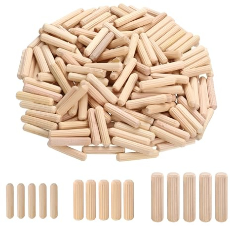 120 Pcs Wooden Dowels, M6 M8 M10 Hard Wood Grooved Plugs Furniture Woodwork Grooved Fluted Pin Craft 6mm 8mm 10mm, Wood Dowels Plugs