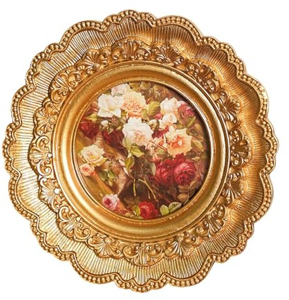Marco de fotos floral vintage en relieve, 17 x 16 x 3 cm, marco de resina para decoración de pared, para baño, hogar, oficina
