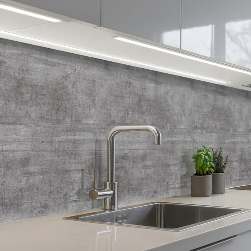 KitchenYeah© Spritzschutz Küchenrückwand Selbstklebend Küche Rückwand | 60x250 cm - Küchenwand Wand Küchenfront Verkleidung Küchenspritzschutz Beton - Muster - Antik