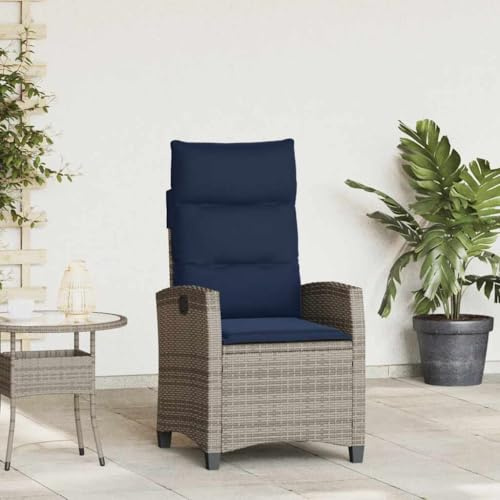 Mimdixy Poltrona relax, da giardino, da balcone, da giardino con tavolino, regolabile, in polyrattan, per terrazza, balcone, veranda, robusta