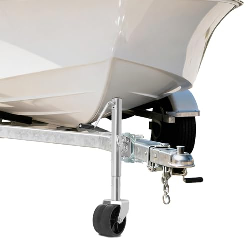 RUETERY Ruota di supporto professionale per rimorchio, 1500lbs, 680 kg, pieghevole, zincata, doppia ruota, per roulotte, rimorchi e barche