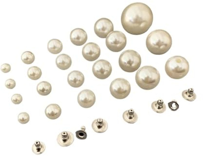 50 juegos de remaches de perlas de imitación de 6 mm a 20 mm, remaches redondos for manualidades de cuero, bolsos, zapatos, sombreros, ropa, decoración de bodas.(18mm)