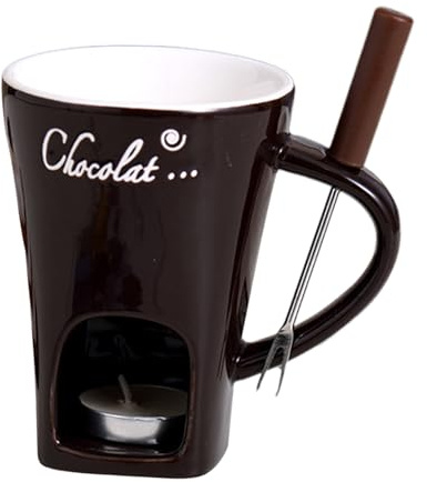 Tazza per fonduta di cioccolato con forchette in ceramica Burro Warmer Pot Set portatile Hot Pot Cup Cup Kit Formaggio Melting Cup per Candy Snack Caramel Party