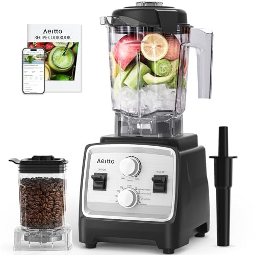 Aeitto Licuadoras para cocina con motor de 1800 W, 68 onzas de gran capacidad, 2 en 1 mezclador y molinillo combinado, licuadora profesional de encimera sin BPA para batidos, picadura de hielo