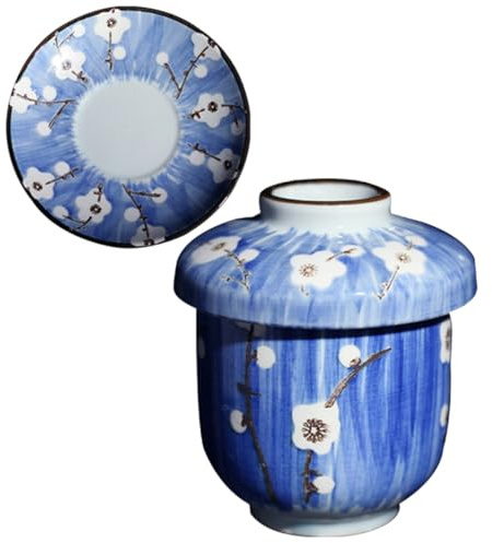 Toyvian Ensemble Cocotte en Céramique Couvercle 1 Pièce, Bol à Œufs Vapeur Cuisine, Marmite Vapeur pour Mijoter Soupes, Desserts et Ragoûts, Vaisselle Japonaise Compacte