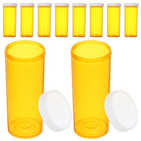SOLUSTRE Organizzatore di Farmaci in Plastica 10 Pezzi Tappi Ermetici, Piccole Bottiglie per Pillole da Viaggio, Contenitori per Medicinali Compatti e Resistenti Guarnizione Sigillante