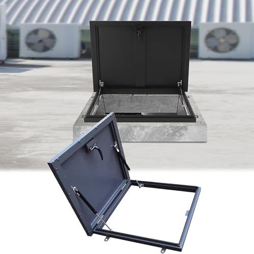 Galvanized Roof Hatch with Gas Shock Strut – Skylight Access Cover for Attics Cellars & Warehouses – Ventilation Window Hatch 20.9x20.9