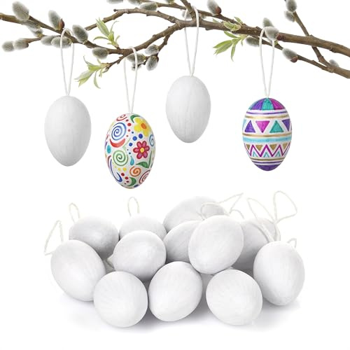 Nordstern Papier Ostereier 12er Set - Weiße Osterdeko zum Bemalen, Basteln und Aufhängen - Frühlingsdeko, Osterdekoration fürs Osternest