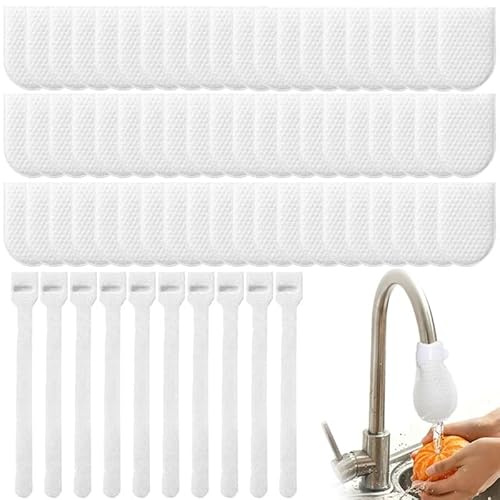 Lot de 100 sacs filtrants en coton pour robinet, universels et faciles à retirer et à remplacer grâce à leurs attaches. Compatibles avec les robinets de cuisine de douche