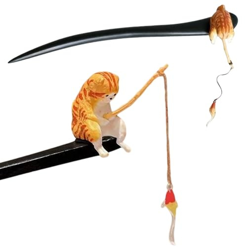 Bâtons À | Épingle À Décorative Chat Pêcheur - Épingles À Cheveux Chinoises | Pour Femmes Filles Adolescentes Cérémonie Art du Thé Coiffures Voyage Camping